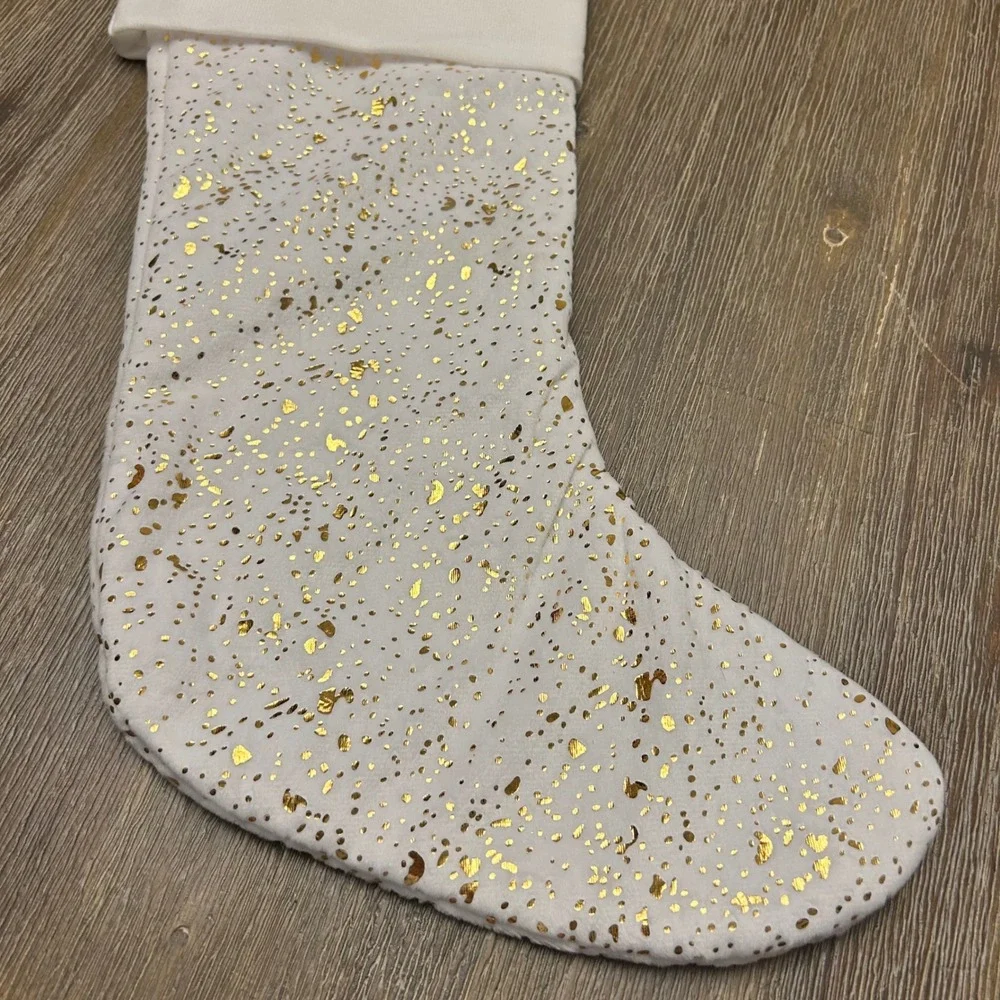 At Home White & Gold‎ Christmas Stocking Holiday Decor Festive Decoration New